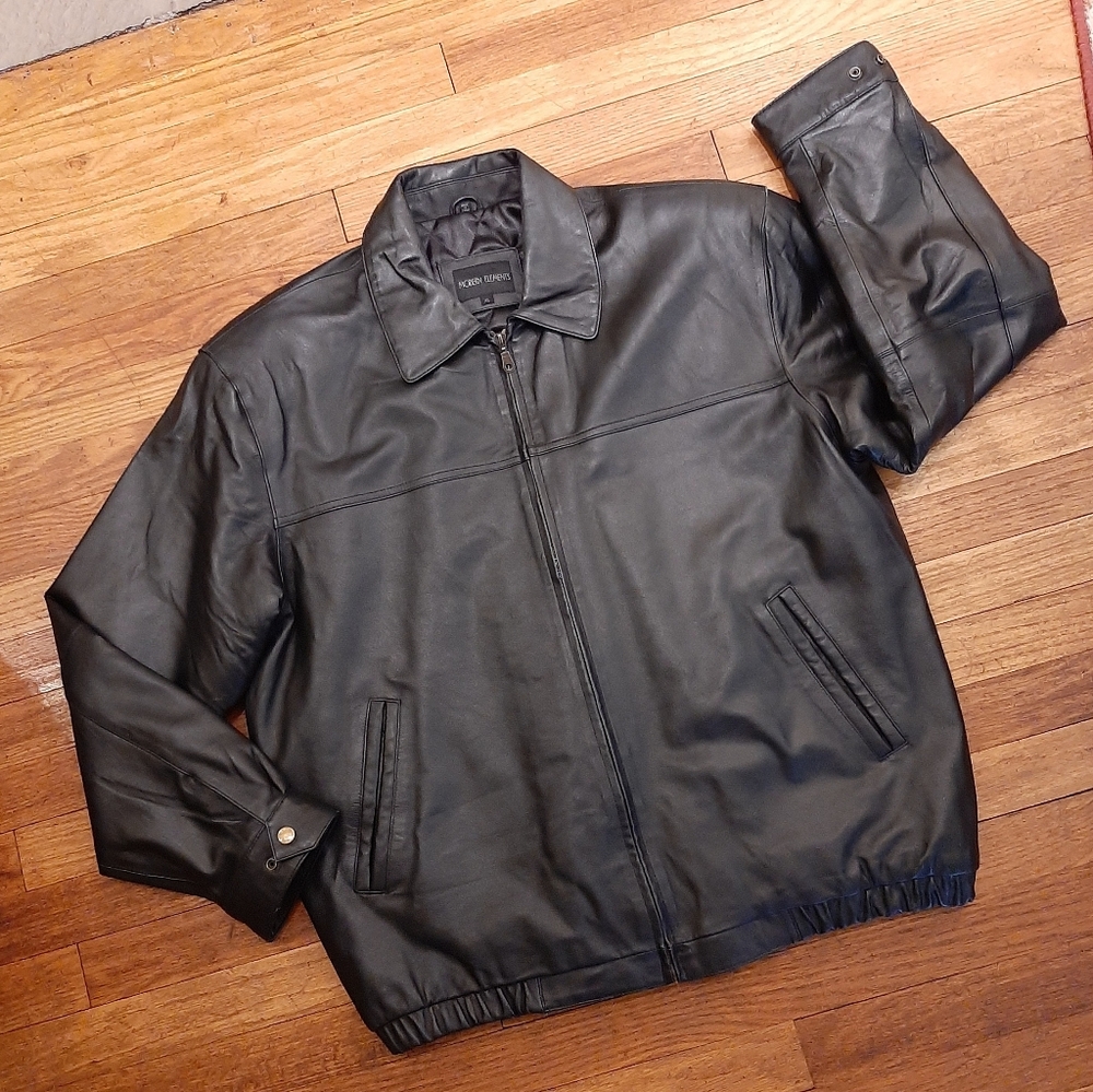 Modern Elements Men's Black Leather Jacket